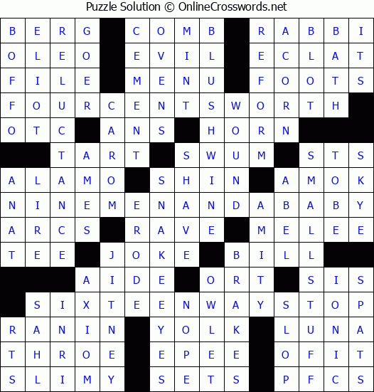 Solution for Crossword Puzzle #2717