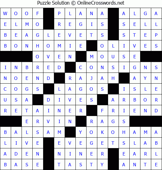 Solution for Crossword Puzzle #2719