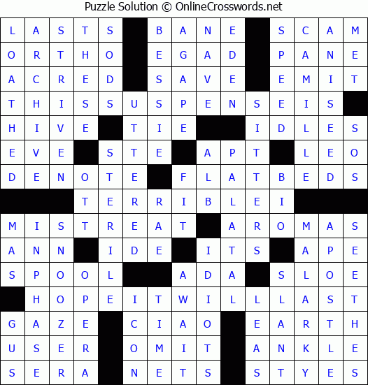 Solution for Crossword Puzzle #2720