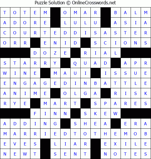Solution for Crossword Puzzle #2721