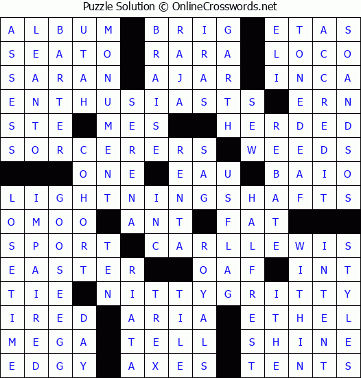 Solution for Crossword Puzzle #2724
