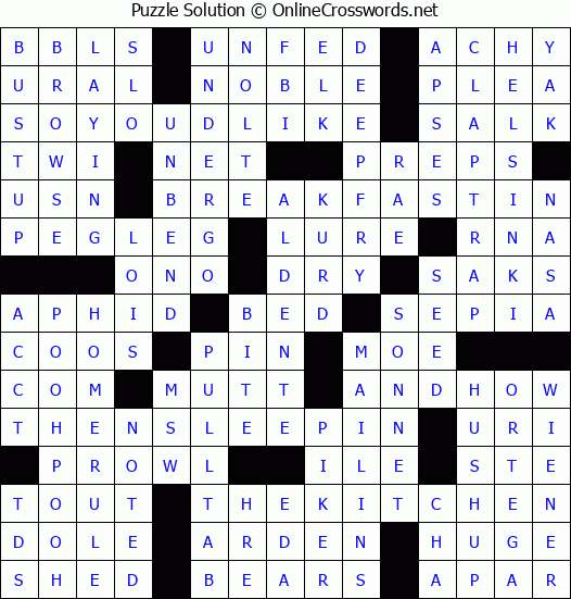 Solution for Crossword Puzzle #2725
