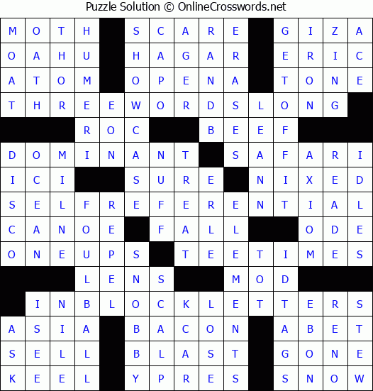Solution for Crossword Puzzle #2726