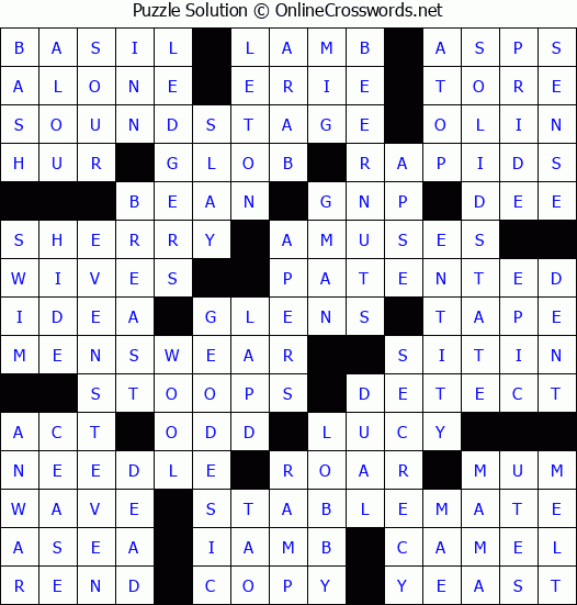 Solution for Crossword Puzzle #2727