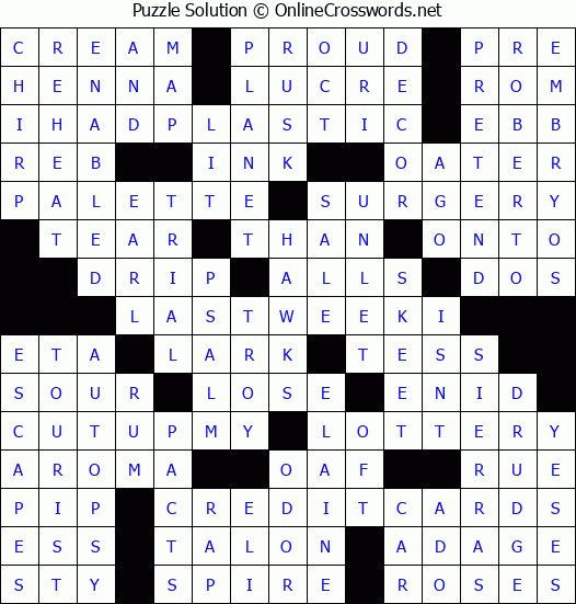 Solution for Crossword Puzzle #2730