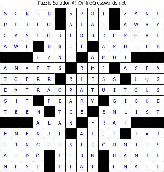 Solution for Crossword Puzzle #2733
