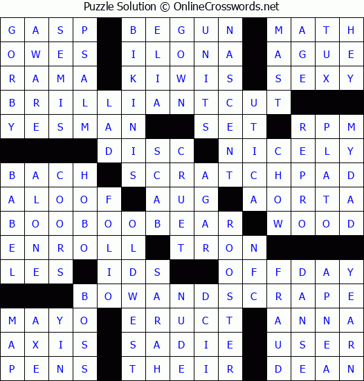 Solution for Crossword Puzzle #2734