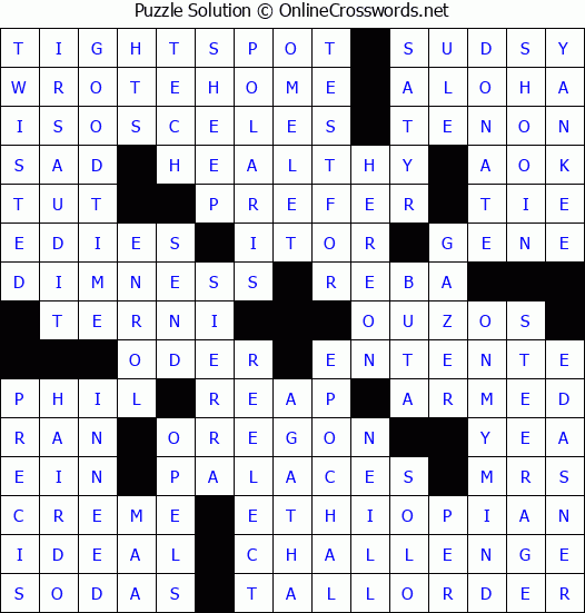 Solution for Crossword Puzzle #2736