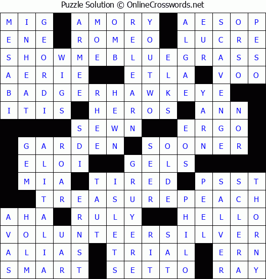 Solution for Crossword Puzzle #2737