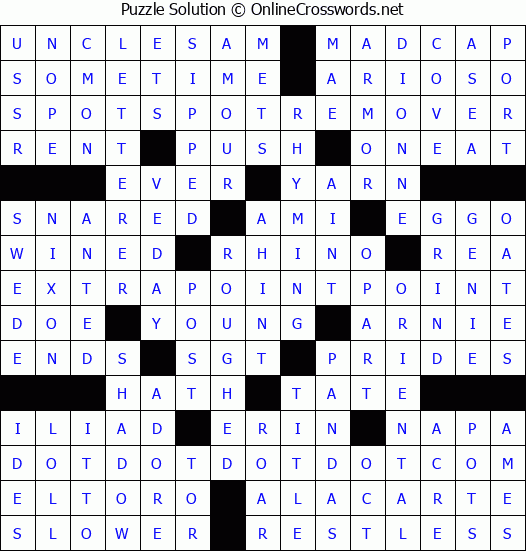 Solution for Crossword Puzzle #2738