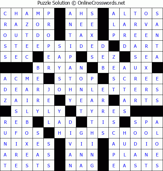 Solution for Crossword Puzzle #2740