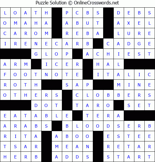 Solution for Crossword Puzzle #2741