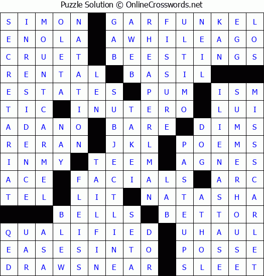 Solution for Crossword Puzzle #2743