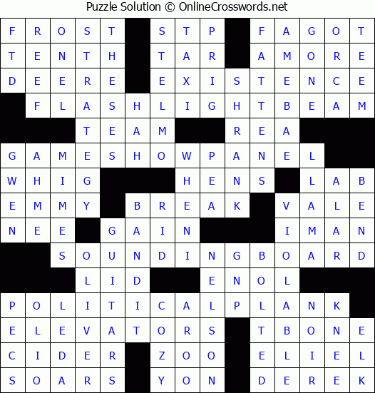 Solution for Crossword Puzzle #2744