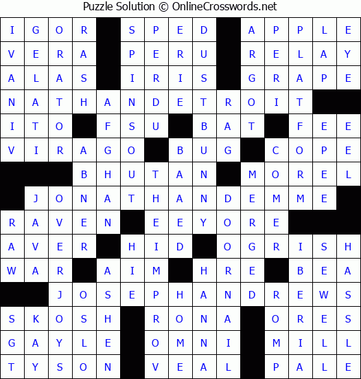 Solution for Crossword Puzzle #2746