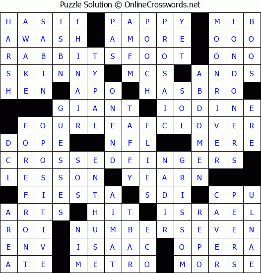 Solution for Crossword Puzzle #2747