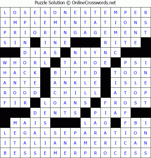 Solution for Crossword Puzzle #2750