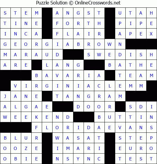 Solution for Crossword Puzzle #2754
