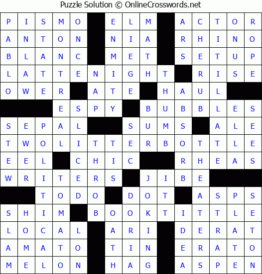 Solution for Crossword Puzzle #2763
