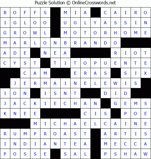 Solution for Crossword Puzzle #2765