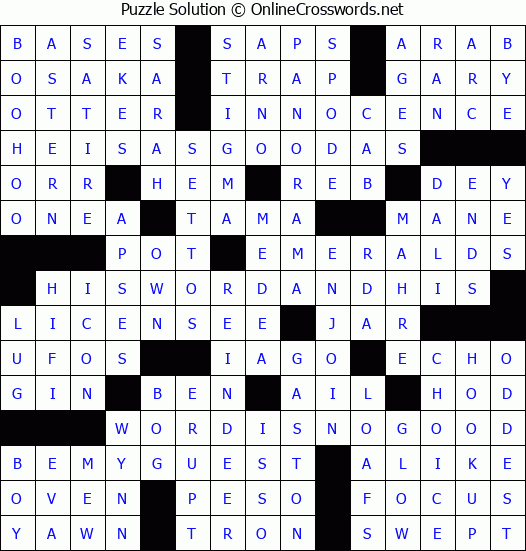 Solution for Crossword Puzzle #2767