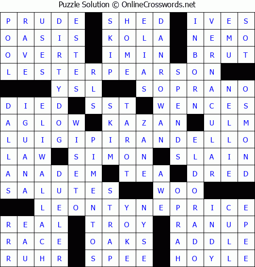 Solution for Crossword Puzzle #2768