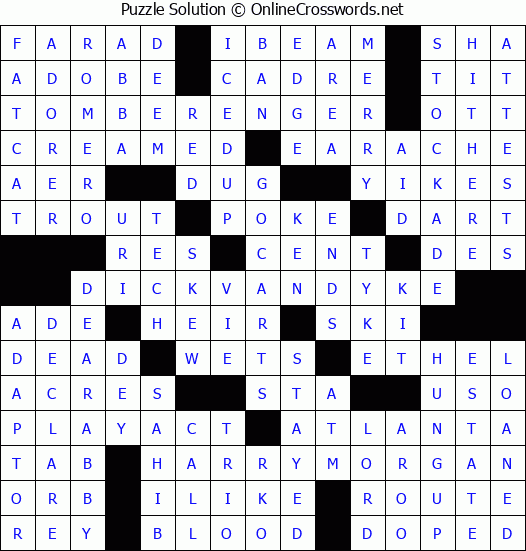 Solution for Crossword Puzzle #2769
