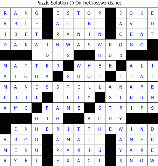 Solution for Crossword Puzzle #2774