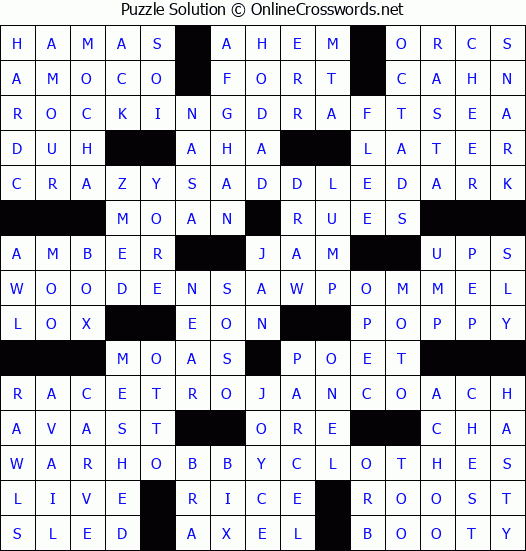 Solution for Crossword Puzzle #2775