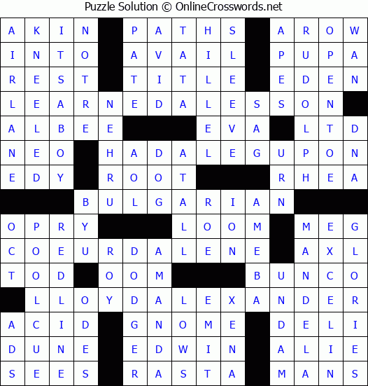 Solution for Crossword Puzzle #2779