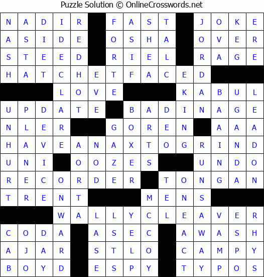 Solution for Crossword Puzzle #2780
