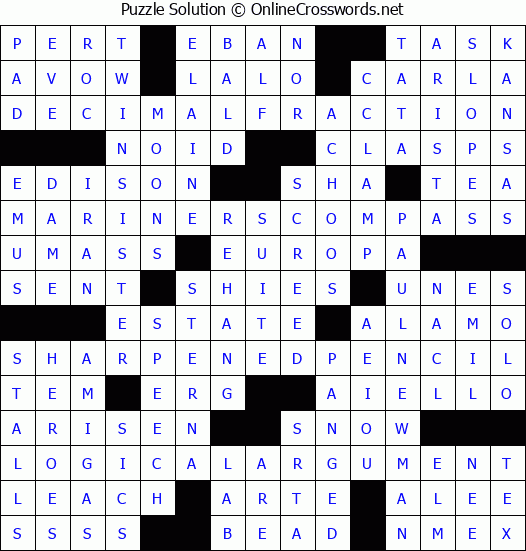 Solution for Crossword Puzzle #2781
