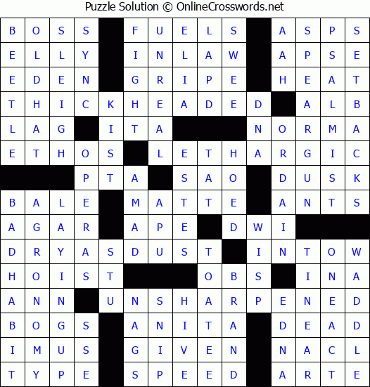 Solution for Crossword Puzzle #2782
