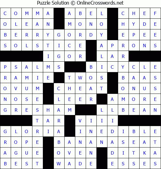 Solution for Crossword Puzzle #2784