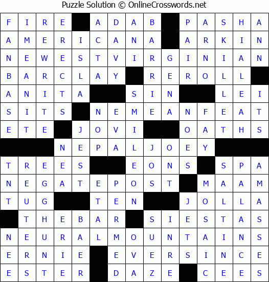 Solution for Crossword Puzzle #2786