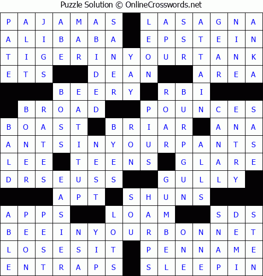Solution for Crossword Puzzle #2788