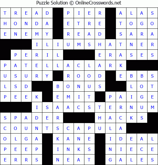 Solution for Crossword Puzzle #2791