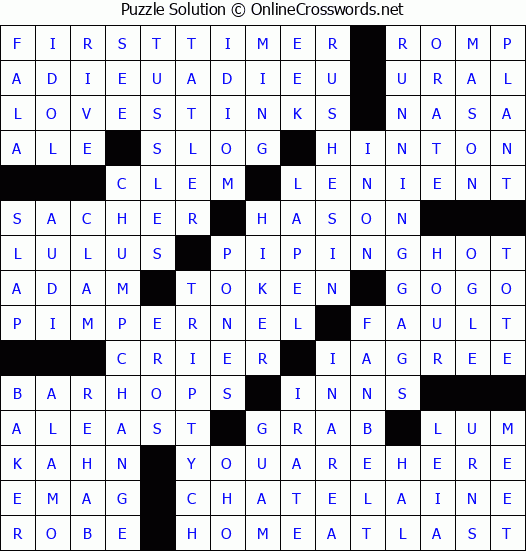 Solution for Crossword Puzzle #2792
