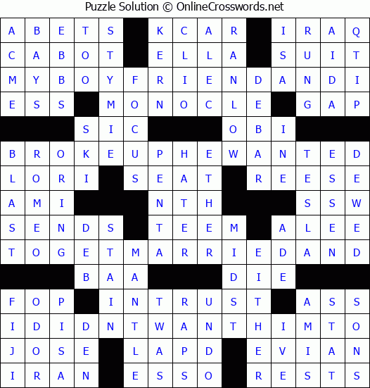 Solution for Crossword Puzzle #2796