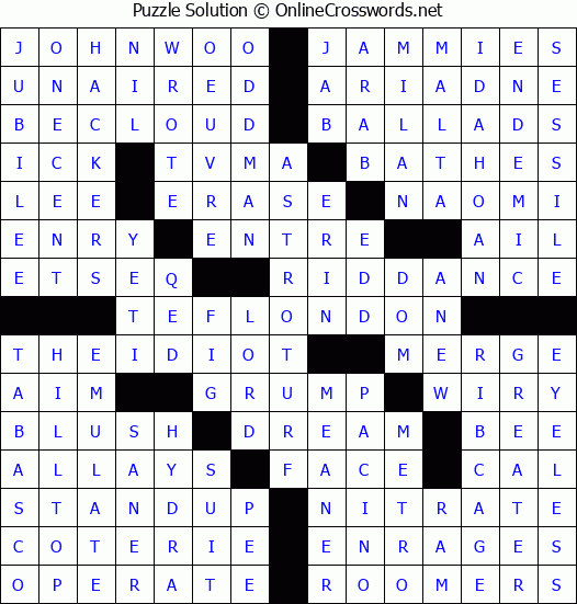 Solution for Crossword Puzzle #2799
