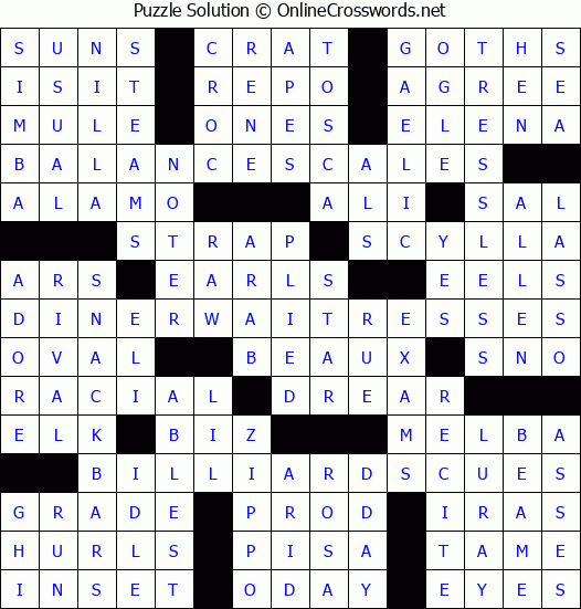 Solution for Crossword Puzzle #2804