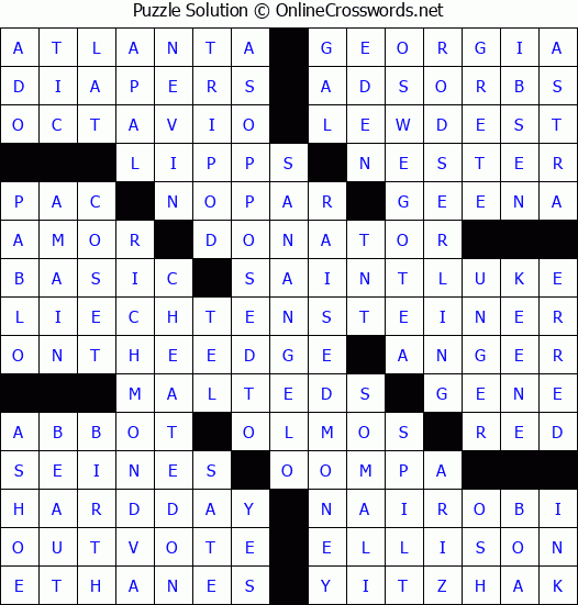 Solution for Crossword Puzzle #2806