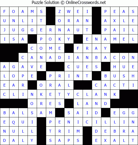 Solution for Crossword Puzzle #2812