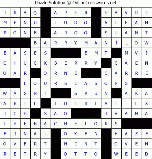 Solution for Crossword Puzzle #2820