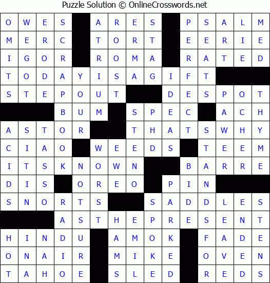 Solution for Crossword Puzzle #2824