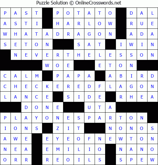 Solution for Crossword Puzzle #2827