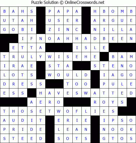 Solution for Crossword Puzzle #2830