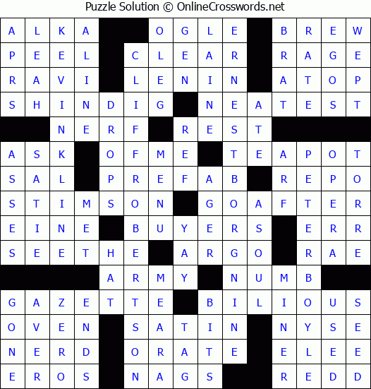 Solution for Crossword Puzzle #2831