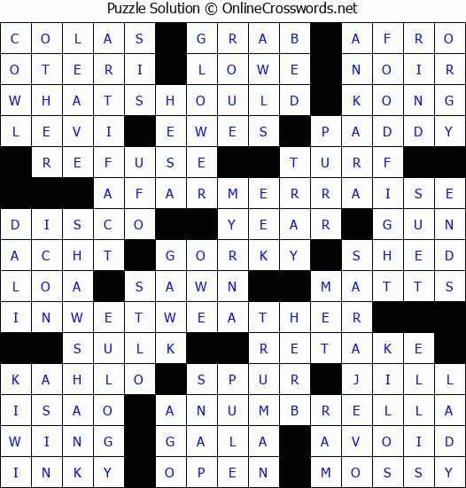 Solution for Crossword Puzzle #2832
