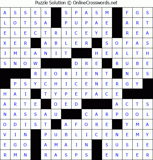 Solution for Crossword Puzzle #2834